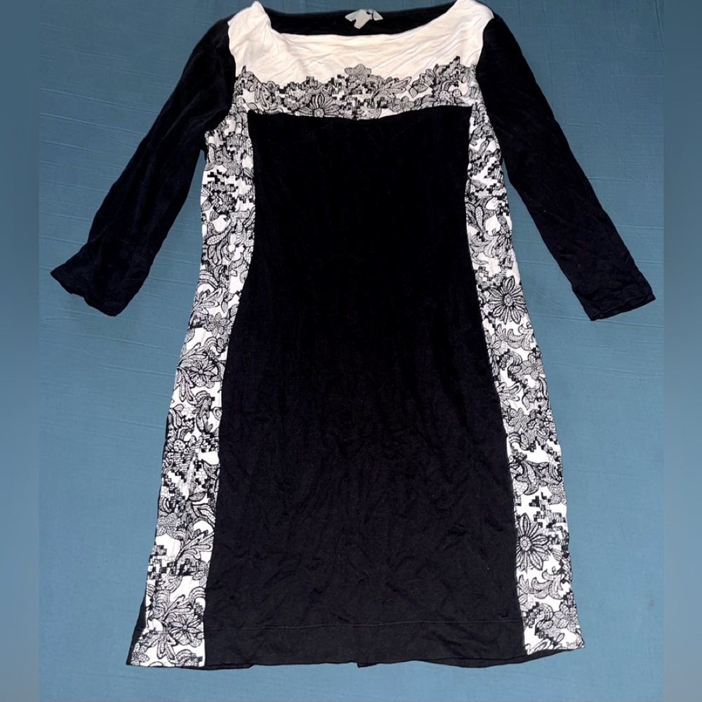 H&M Black Dress w| Lace Design at Neck and Sides US 12